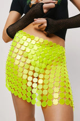 Candy Color Shine Hand Crafted Round Plates Mini Skirt ! Sexy Hot Club Wear 2304