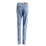 Sloped Fly Zipper! High Waisted Straight Leg Blue Denim Jeans with Oblique Fly, Femme Bottoms