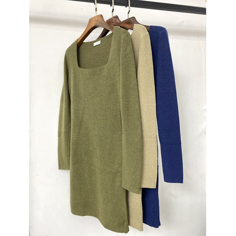 Minimal Solid Color Sweater Dress 3 Colors! Slim Fitting Knitwear Celebrity Fashion 2202