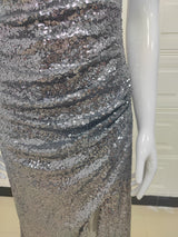 Silver Shine Long Halter Dress! Sexy Party Event Halter Night Dress Hot Fashion 2205