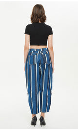 Stripes! Women Loose Fitting Harem Pants Jeans, Striped Fitting Women Jeans, Femme Bottoms, Bell Bottom - KellyModa Store