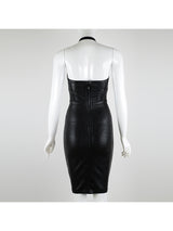 Sexy Patent Vegan PU Leather Halter Dress! Sexy NightClub Dress Party Fashion 2112 - KellyModa Store