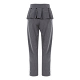 Steet Fashion Gray Long Sleeve Crop top Blouse and Straight Leg Pants 2-piece Set! 2302