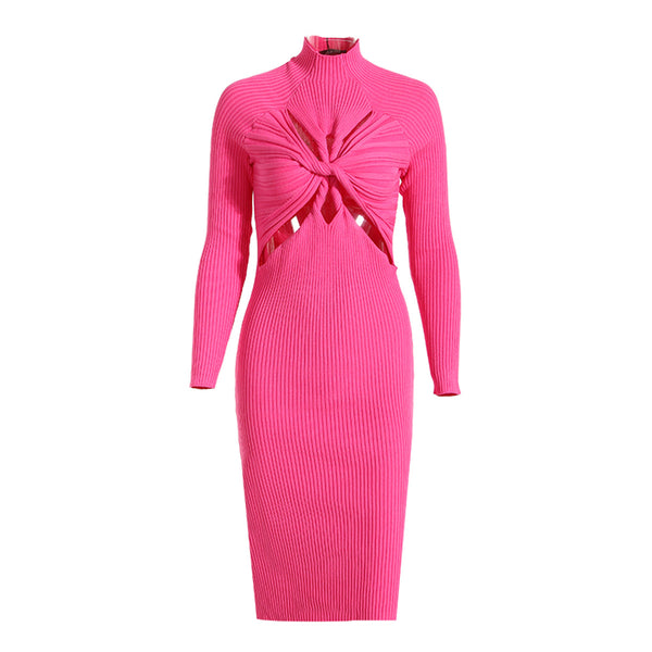 Twisted Indie Style Irregular Knitted Sweater Dress! Slim Fitting Knitwear Celebrity Fashion 2210
