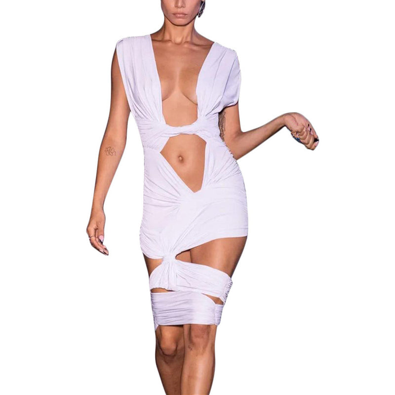 Designer Eye-catching Cut-out Tied-up Bandage Dress! Sexy Dress Night Clubwear 2112 - KellyModa Store