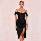 BEST SELLER! Asymmetrical Ruffled Off-shoulder Strapless Event Dress! Sexy Party Dress Event Fashion 2112 - KellyModa Store