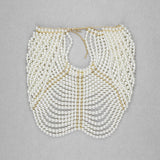 Pearl Shirt! Chic Faux Pearl Beads Crop Top, Luxury Shining Hot Tops for Club Party