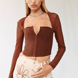 Simplicity Mesh Crop Top! Sexy See-through Cropped Top Cyber Celebrity Fashion 2111 - KellyModa Store