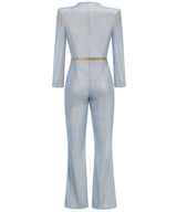 Shine Blingbling Plunged Jumpsuit! Sexy Long Sleeve Jumpsuit Cyber Celebrity Fashion 2207