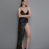 Starry Blingbling Shining Black Sequins Event Slip Dress! Sexy Dress Party Dress 2208