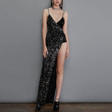 Starry Blingbling Shining Black Sequins Event Slip Dress! Sexy Dress Party Dress 2208