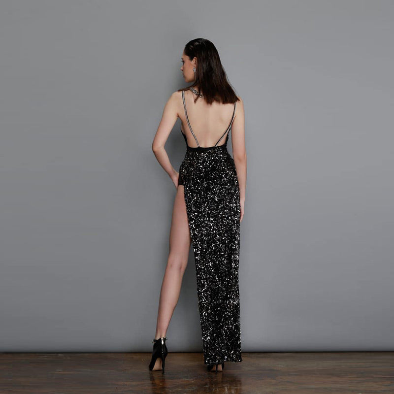 Starry Blingbling Shining Black Sequins Event Slip Dress! Sexy Dress Party Dress 2208