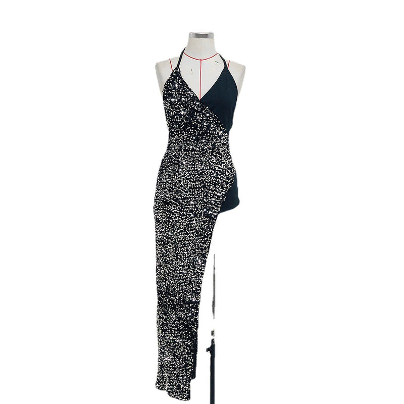 Starry Blingbling Shining Black Sequins Event Slip Dress! Sexy Dress Party Dress 2208