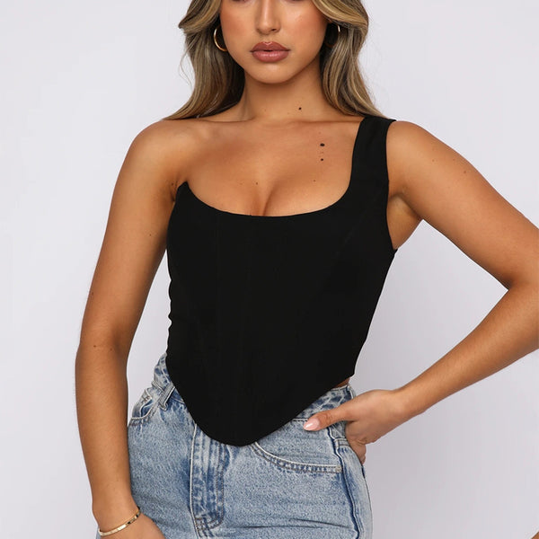 Sexy One-Shoulder Crop Top ! Asymmetric Crop  Tank Top Cyber Fashion 2112 - KellyModa Store