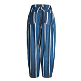 Stripes! Women Loose Fitting Harem Pants Jeans, Striped Fitting Women Jeans, Femme Bottoms, Bell Bottom - KellyModa Store