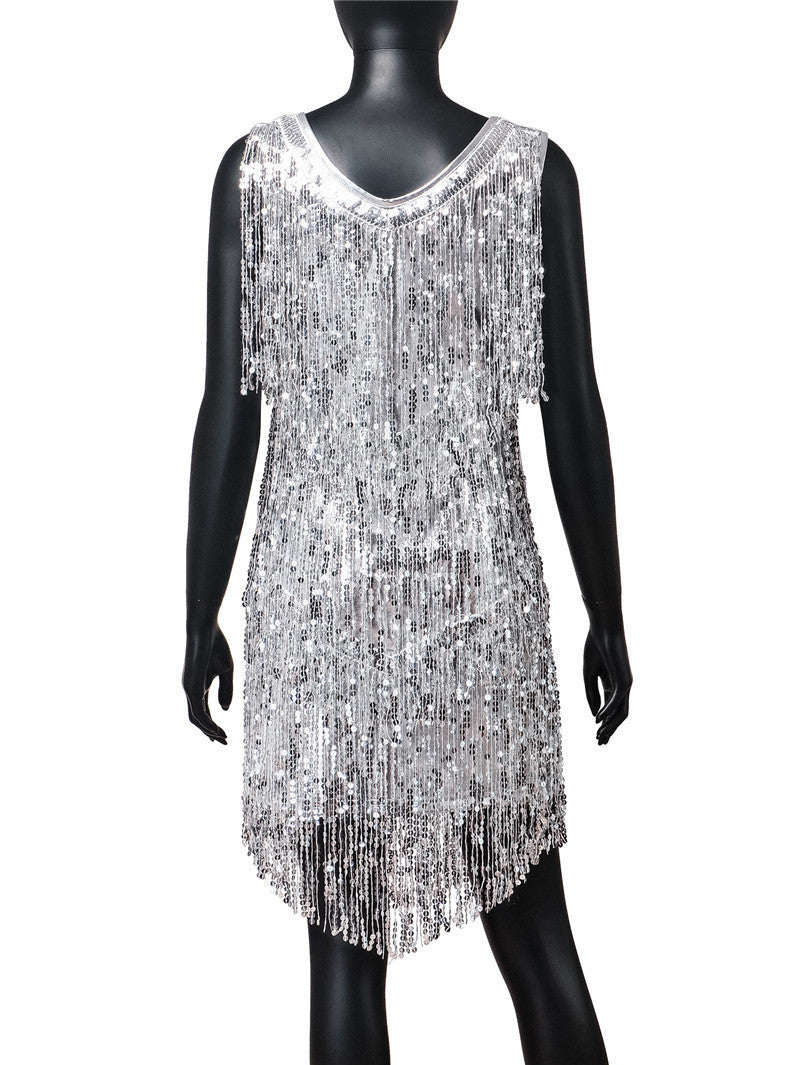 Fringed Shining Mini Slip Dress with Sequins! Sexy Clubwear Blingbling 2207