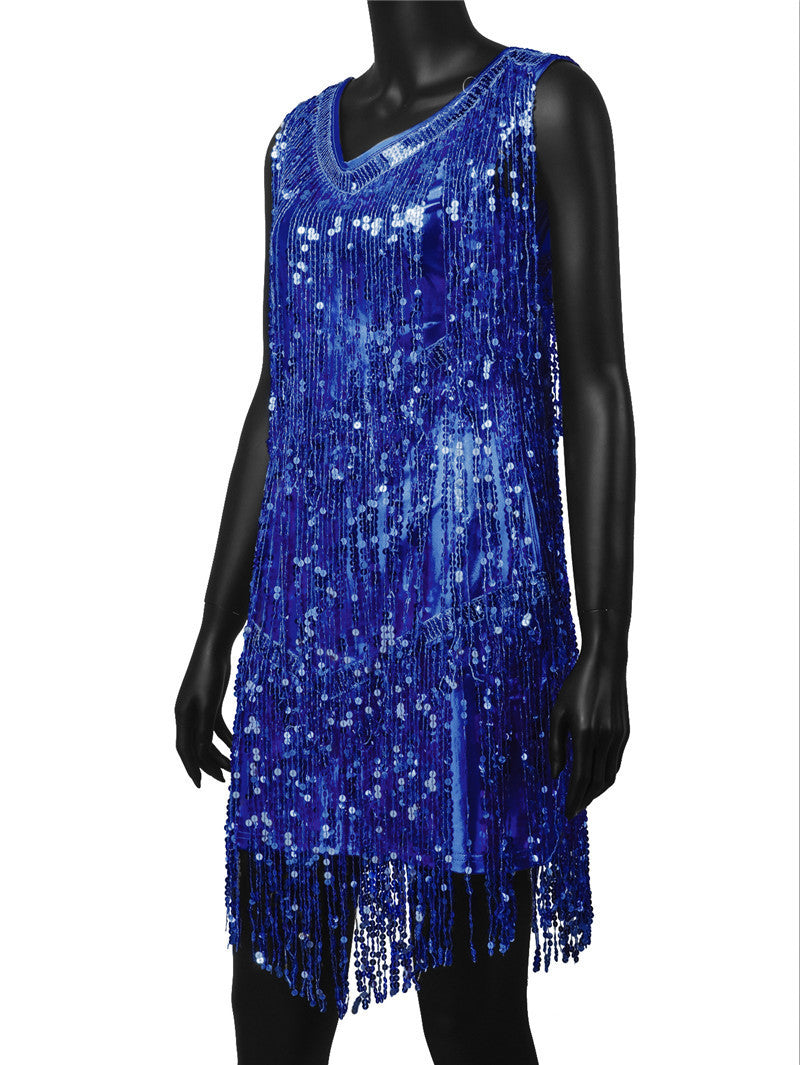 Fringed Shining Mini Slip Dress with Sequins! Sexy Clubwear Blingbling 2207