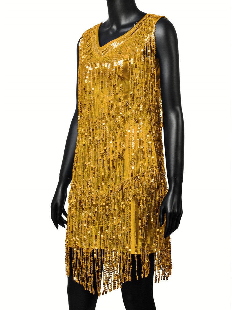 Fringed Shining Mini Slip Dress with Sequins! Sexy Clubwear Blingbling 2207