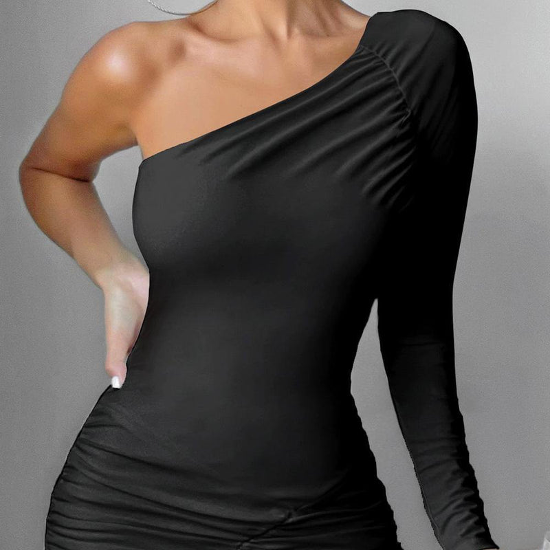 Asymmetric Slim Fitting Sexy Strapless Hip Dress ! Night Club Hot Dress Celebrity Fashion 2111 - KellyModa Store