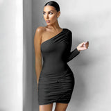 Asymmetric Slim Fitting Sexy Strapless Hip Dress ! Night Club Hot Dress Celebrity Fashion 2111 - KellyModa Store