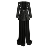 Exquisite Black Chic Blazer and Mesh Long Skirt 2-Piece Set! High Street Fashion Trendy 2112 - KellyModa Store