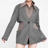 Faux 2-Piece Shirt and Blazer Normcore Designer Style Office Blazer Top ! Blazer Office Fashion 2207