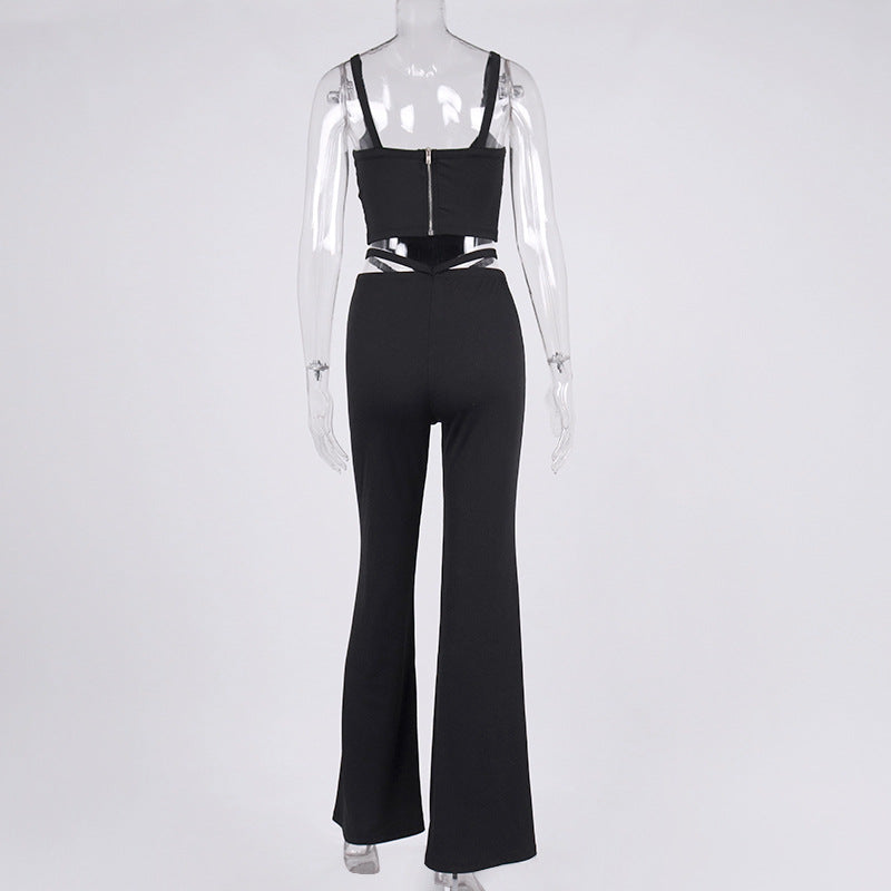 Slim Fitting Slip Top and Wide Leg Pants 2-piece Set! Sexy Tops and Pants Celebrity Fashion 2111 - KellyModa Store