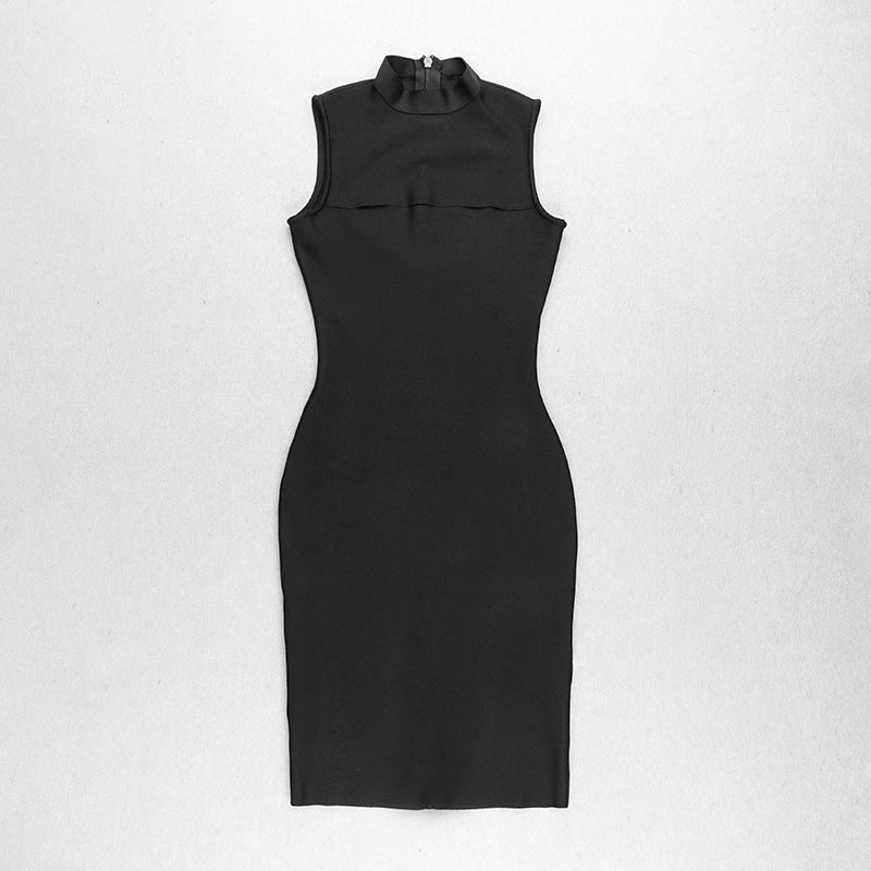 Breast Cut Out Turtle Neck Sleeveless Dress! Slim Fitting Sexy Dress Cyber Fashion 2201