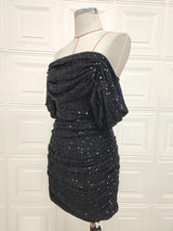 Black Shine Strapless Hip Dress! Sexy Party Event Halter Night Dress Hot Fashion 2205