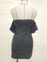 Black Shine Strapless Hip Dress! Sexy Party Event Halter Night Dress Hot Fashion 2205