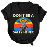 Don't be a salty heifer ! Loose Fitting Short Sleeve Tee Shirt, Funny Quotes Slogan Shirts - KellyModa Store