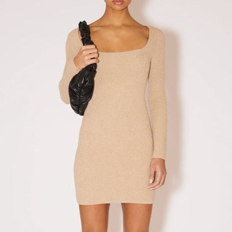 Minimal Solid Color Sweater Dress 3 Colors! Slim Fitting Knitwear Celebrity Fashion 2202