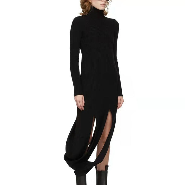 Indie Designer Irregular Knitted Sweater Dress! Slim Fitting Knitwear Celebrity Fashion 2207