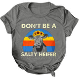 Don't be a salty heifer ! Loose Fitting Short Sleeve Tee Shirt, Funny Quotes Slogan Shirts - KellyModa Store