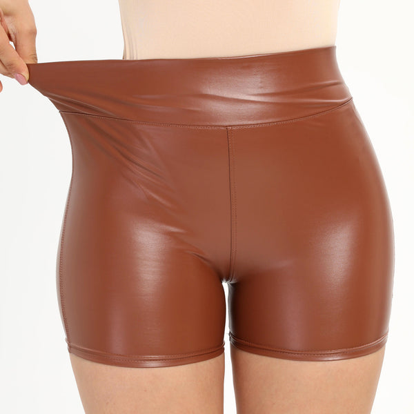 up to 5XL Plus Size Minimal High Waisted PU Leather Hot Shorts, Sexy Nightclub Wear, Hot Pants 815