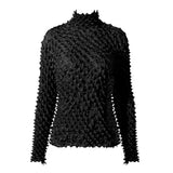 Spiky Shiboli TurtleNeck Long Sleeve Top! Chic Slim Fitting Top Celebrity Fashion 2111 - KellyModa Store