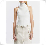 Hollow Out Ribbed Sweater Top Sleeveless! Sexy Designer Ribbed Basic Crop Top Cyber Fashion 2203