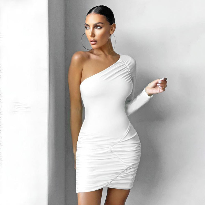 Asymmetric Slim Fitting Sexy Strapless Hip Dress ! Night Club Hot Dress Celebrity Fashion 2111 - KellyModa Store