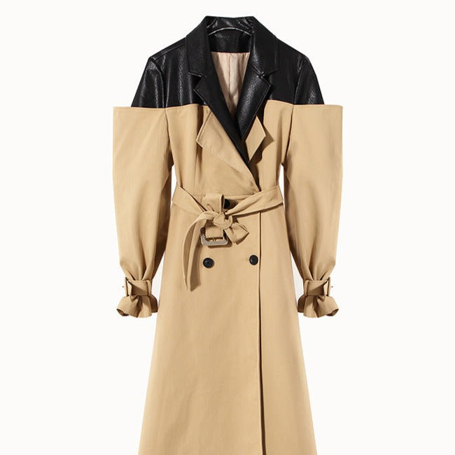 Leather Blazer vs Trench Coat Designer style  ! Chic Fall Winter Overcoat Wind Coat 2211