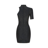 Flickering Asymmetric Hollow Out Ribbed Knitwear Dress! Slim Fitting Knitwear Celebrity Fashion 2201