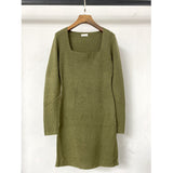 Minimal Solid Color Sweater Dress 3 Colors! Slim Fitting Knitwear Celebrity Fashion 2202