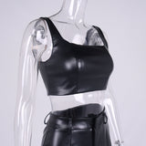 Sexy Patent Vegan PU Leather Crop Slip Top and shorts 2-piece set! Sexy Slip NightClub Fashion 2111 - KellyModa Store