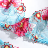 Flowers! See-through Mesh Lingerie Bra and Panty Set, Sexy Lingerie, Embroidery Underwear - KellyModa Store