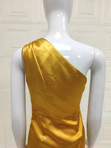 Goddess's Choice! Shining Gold Color Luxury One Shoulder Event Long Dress! Event Dress 2112 - KellyModa Store