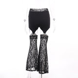 Cut Out Black Lace Flared Pants ! Women Fashion 2205