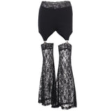 Cut Out Black Lace Flared Pants ! Women Fashion 2205