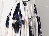 Tie Dyed Pleated Hem Long Dress Backless Plunged Dress Pleated Dress! Women's Fashion 2211