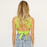 Sexy Ribbed Backless Crop Tank Top ! Basic Sleeveless Crop Top Cyber Fashion 2201