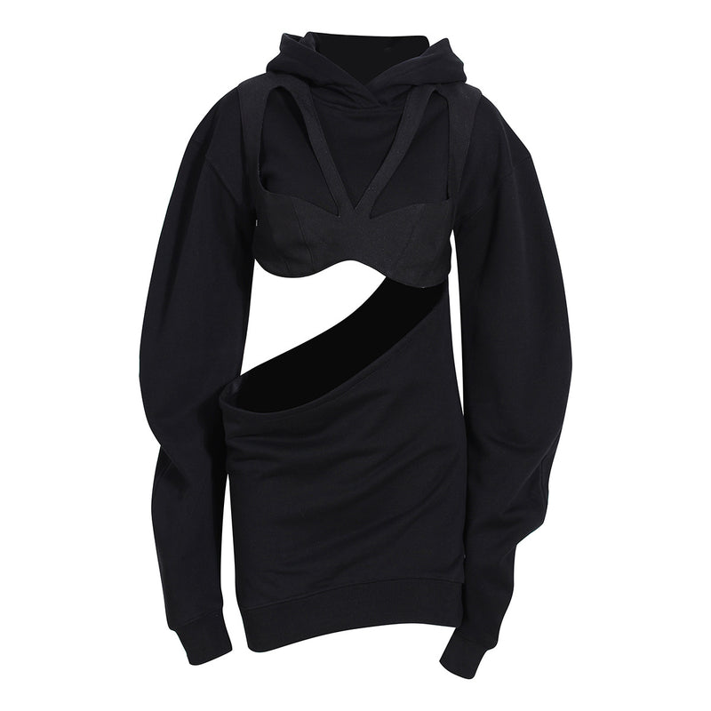 Cut Out Sexy Hooded Sweatshirt Hoodie! Sexy Cool Streetwear Celebrity Fashion 2207