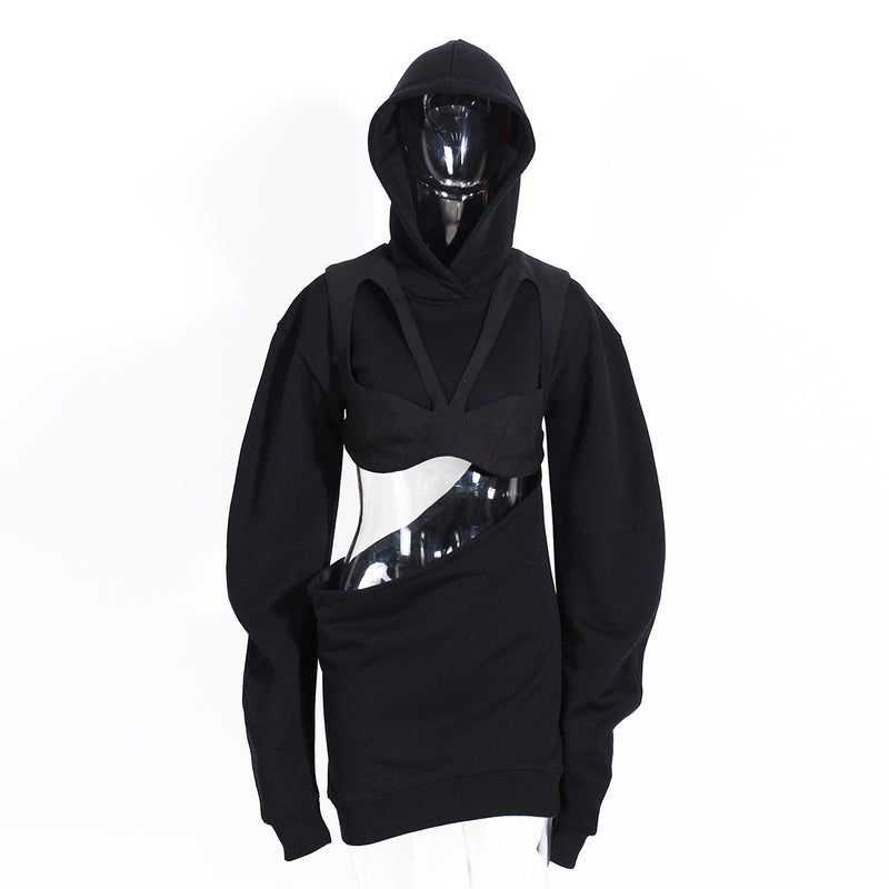 Cut Out Sexy Hooded Sweatshirt Hoodie! Sexy Cool Streetwear Celebrity Fashion 2207